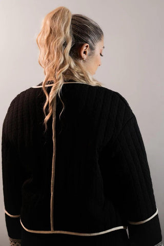 Blouson ethnique noir col V – KIARA