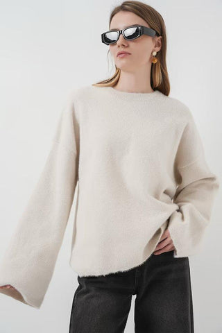 Pull oversize beige à manches larges – KIARA