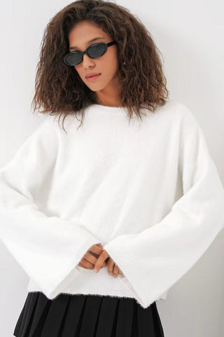 Pull oversize blanc manches larges – KIARA